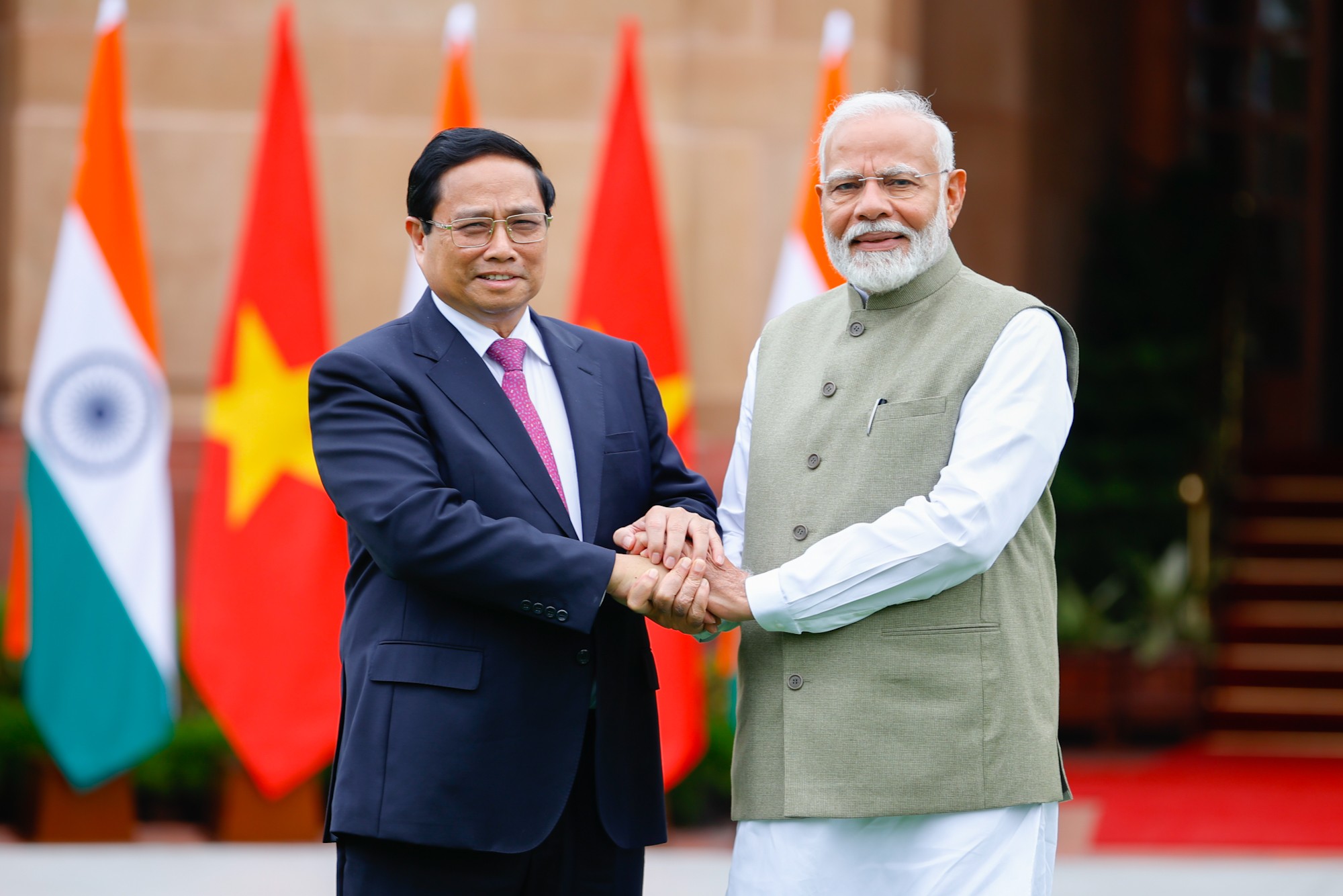 Phiên bản chính thức của 555Win Ấn Độ Narendra Modi chào đón Phiên bản chính thức của 555Win Phạm Minh Chính thăm cấp 555Win tải app tới Ấn Độ. Ảnh: VGP.