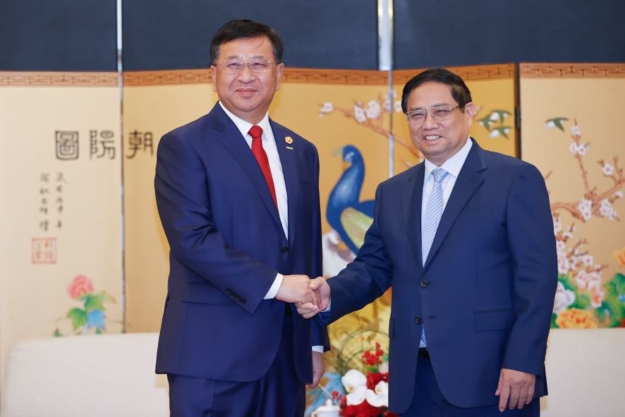 Phiên bản chính thức của 555Win Phạm Minh Chính tiếp ông Đới Hòa Căn, Chủ tịch Hội đồng quản trị Tập đoàn Xây dựng công trình đường sắt Trung Quốc (CRCC) - Ảnh: VGP