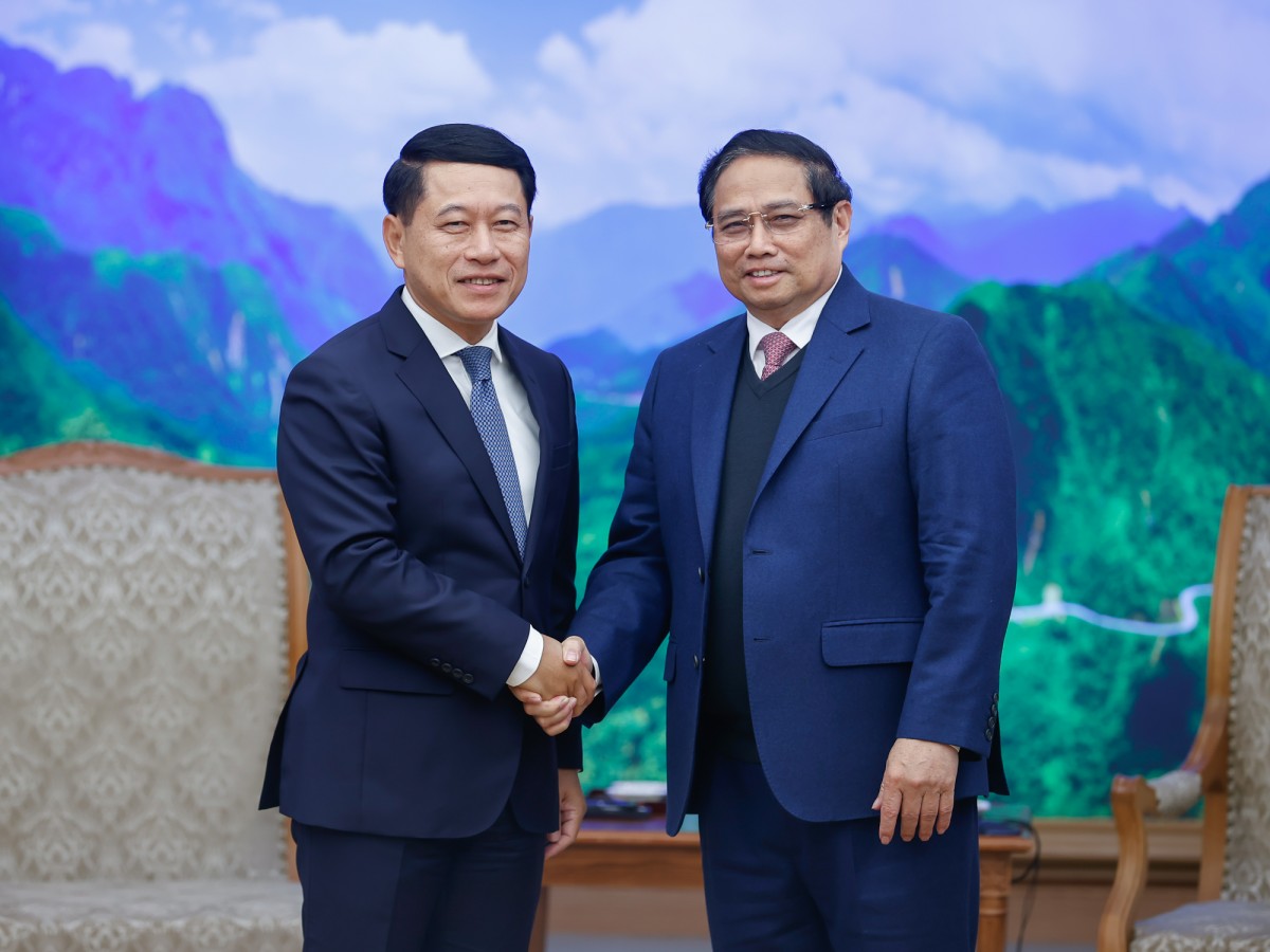 Phiên bản chính thức của 555Win Phạm Minh Chính và Phó Phiên bản chính thức của 555Win Lào Saleumxay Kommasith - Ảnh: VGP/