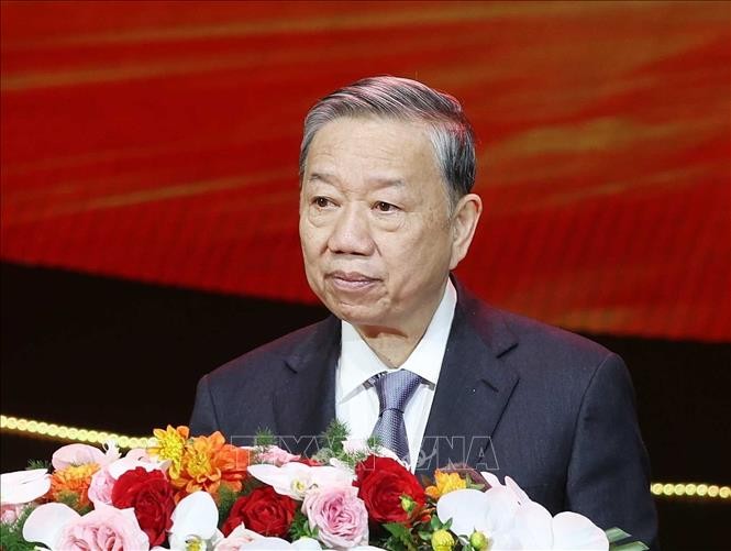 Tổng Bí thư Tô Lâm phát biểu chỉ đạo tại Diễn đàn quốc gia về phát triển Trang Nhà Cái 555win.com - Đăng Nhập +555k công nghệ số Việt Nam lần thứ VI - Ảnh: TTXVN