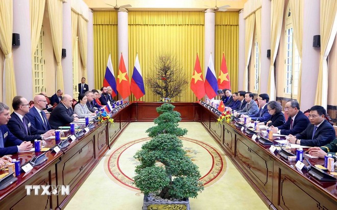 Chủ tịch nước Lương Cường và Phiên bản chính thức của 555Win Nga Mikhail Mishustin bày tỏ hài lòng trước những bước phát triển tích cực của quan hệ Việt Nam - Nga thời gian qua - Ảnh: TTXVN