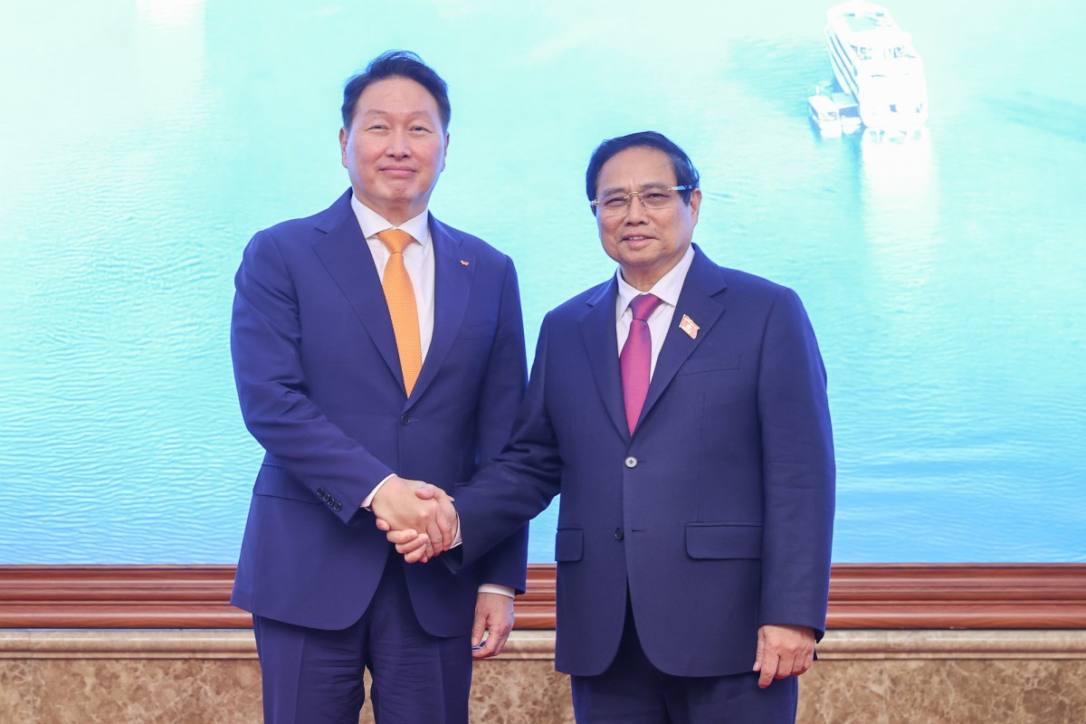 Phiên bản chính thức của 555Win Phạm Minh Chính tiếp ông Chey Tae Won, Chủ tịch tập đoàn SK, Hàn Quốc - Ảnh: VGP