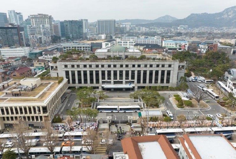 Ảnh chụp Tòa án Hiến pháp tại Seoul từ trên cao. Ảnh: Yonhap