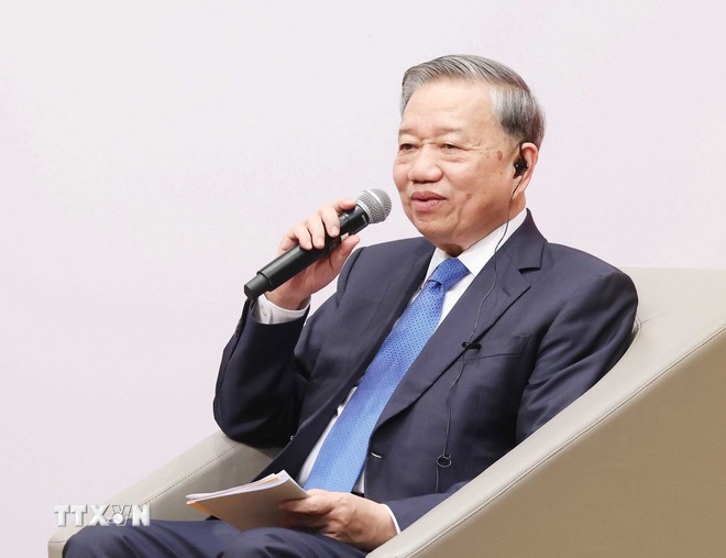 Tổng Bí thư Tô chia sẻ về tầm nhìn chiến lược của Việt Nam trong kỷ nguyên mới. Ảnh: TTXVN.
