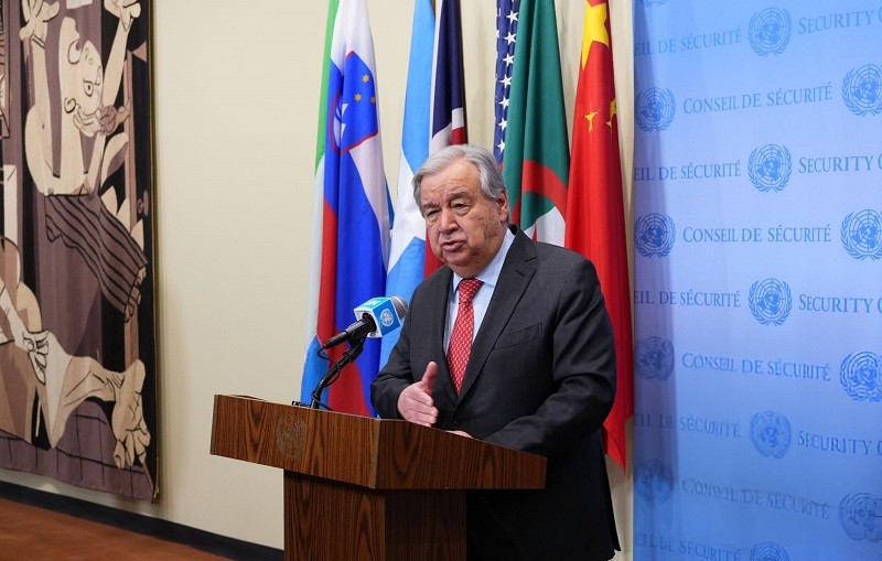 Tổng Thư ký Antonio Guterres tại cuộc họp báo ở New York ngày 12/3. Ảnh: CNS