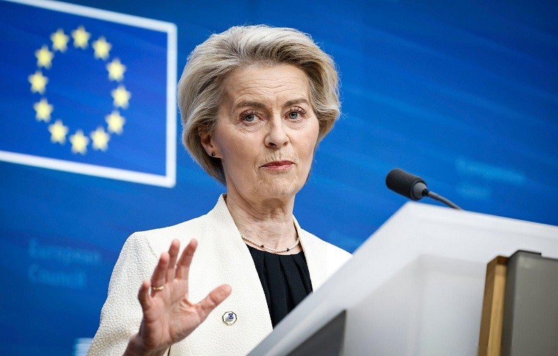 Chủ tịch EC Ursula von der Leyen tại Bỉ ngày 6/3. Ảnh: Bloomberg