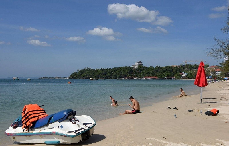Bãi biển tại tỉnh Preah Sihanouk. Ảnh: AFP
