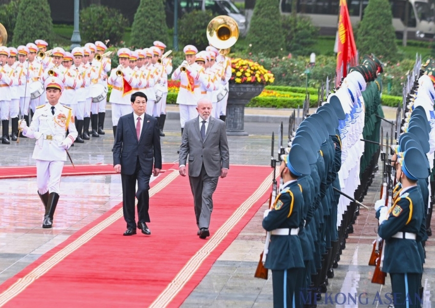 Chủ tịch nước Lương Cường chủ trì lễ đón Tổng thống Brazil