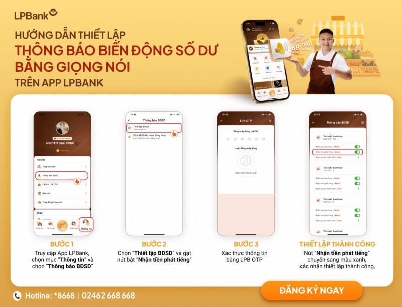 Nhận thông báo số dư bằng giọng nói ngay trên app LPBank