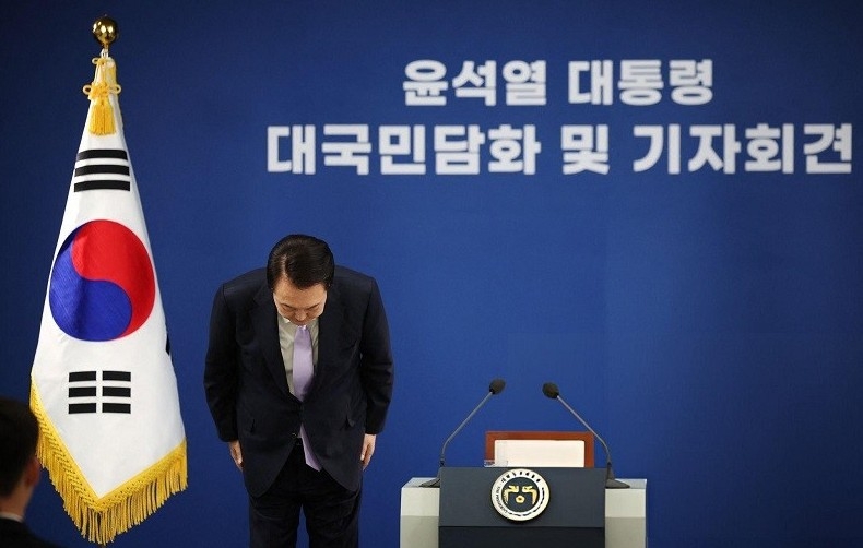 Tổng thống Hàn Quốc Yoon Suk-yeol phát biểu sau khi bị phế truất
