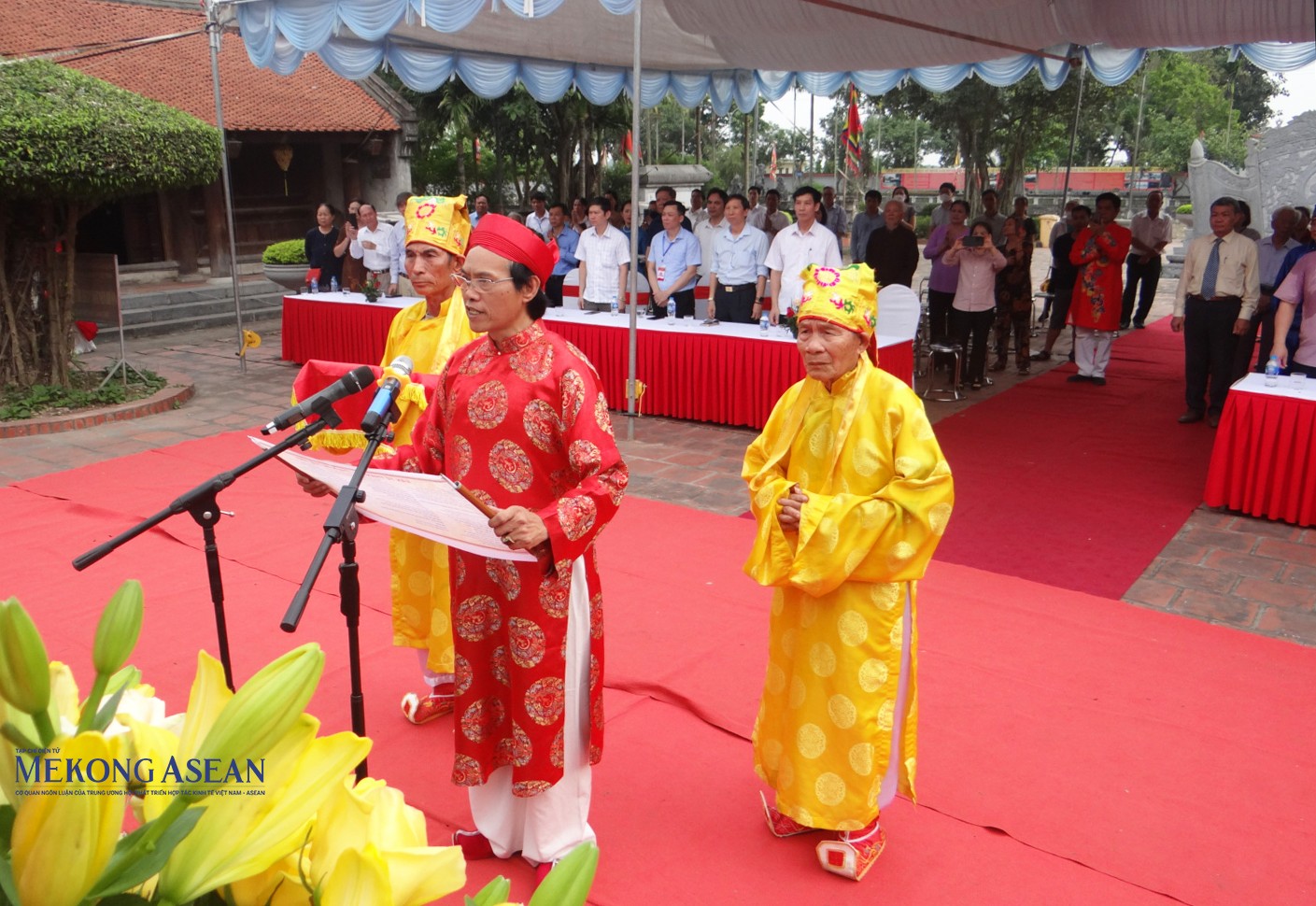 Tuyên đọc chúc văn, tưởng nhớ Đại danh y - Thiền sư Tuệ Tĩnh. Ảnh tư liệu.