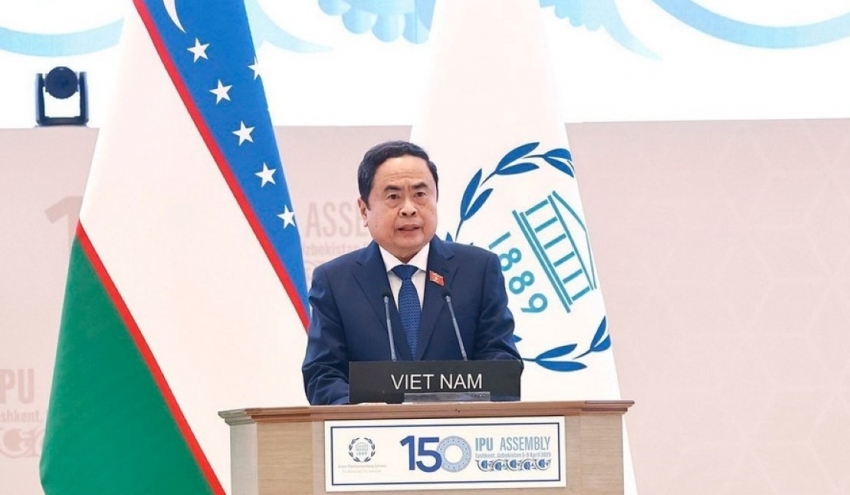 Chủ tịch Quốc hội Trần Thanh Mẫn phát biểu tại Đại hội đồng IPU-150