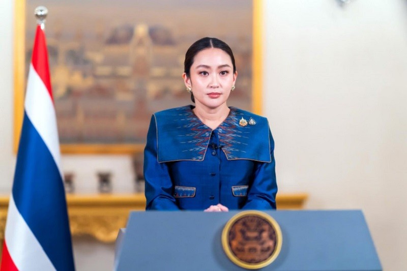 Phiên bản chính thức của 555Win Paetongtarn Shinawatra tại cuộc họp báo ngày 6/4. Ảnh: Bangkok Post