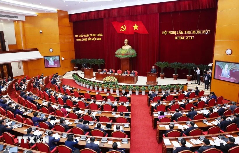 Hội nghị lần thứ 11 Ban Chấp hành Trung ương Đảng khóa XIII. (Ảnh: TTXVN)