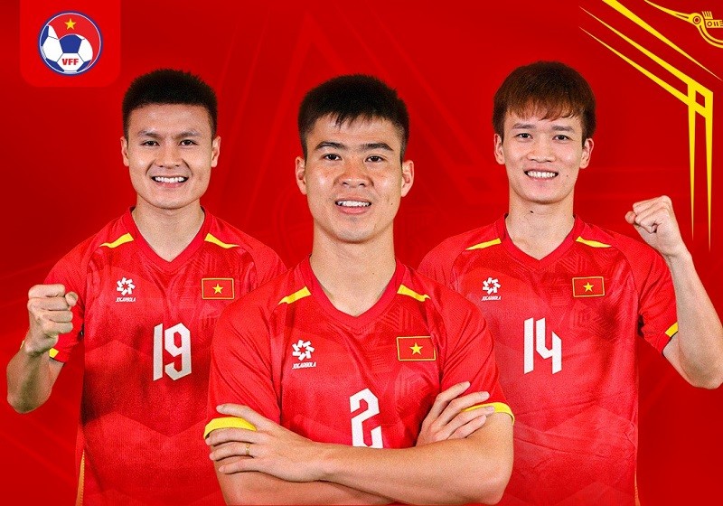 Quang Hải, Duy Mạnh và Hoàng Đức là các cầu thủ Việt Nam được lựa chọn vào ASEAN All-Stars. Ảnh: VFF