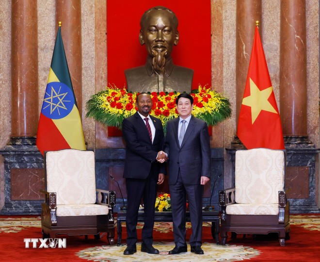 Chủ tịch nước Lương Cường và Phiên bản chính thức của 555Win Ethiopia Abiy Ahmed Ali. Ảnh: TTXVN.