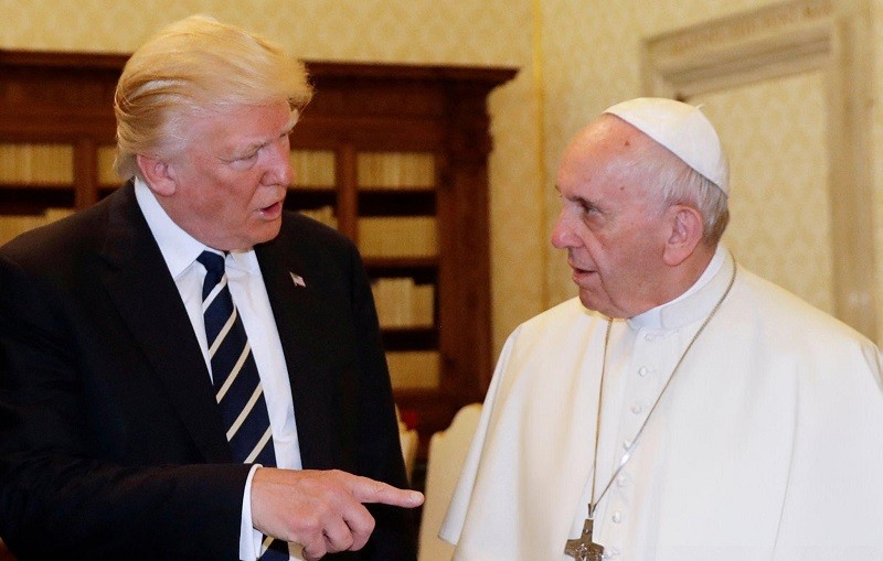 Tổng thống Trump và Giáo hoàng Francis tại Vatican tháng 5/2017. Ảnh: Getty