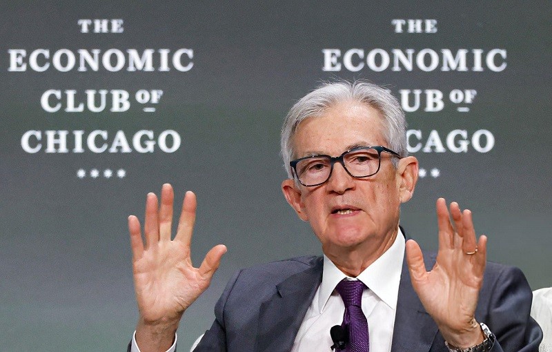 Chủ tịch Fed Jerome Powell tại Chicago ngày 16/4. Ảnh: Getty