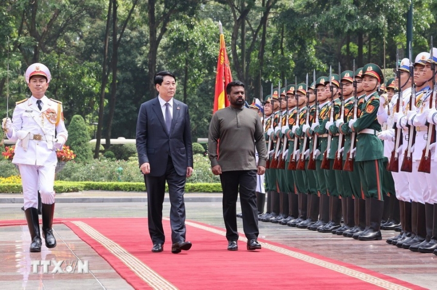 Chủ tịch nước Lương Cường chủ trì lễ đón Tổng thống Sri Lanka