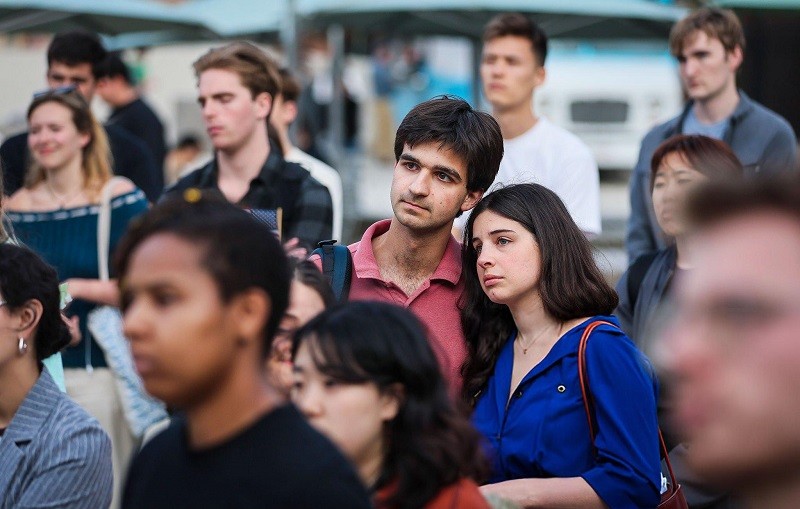Các sinh viên Đại học Harvard biểu tình tại khuôn viên trường tháng 4/2025. Ảnh: Getty