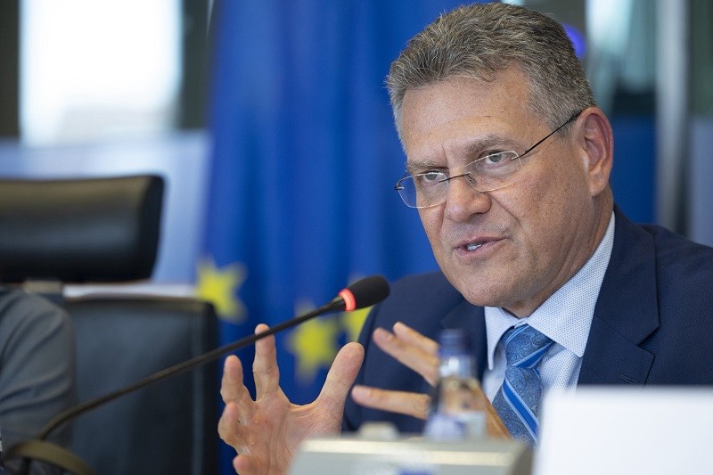 Ông Maros Sefcovic tại Brussels ngày 20/5. Ảnh: X/@MarosSefcovic