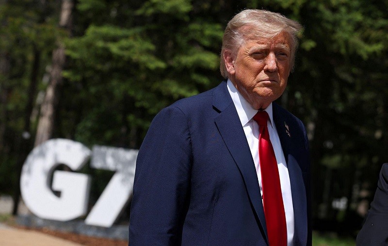 Tổng thống Trump tại Hội nghị Thượng đỉnh G7 ở Canada ngày 16/6. Ảnh: Getty