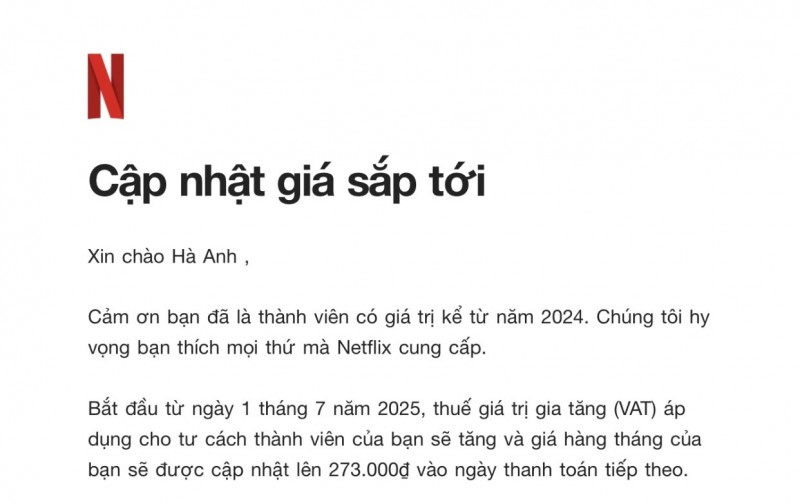 Netflĩ tăng giá tại Việt Nam từ ngày 1/7