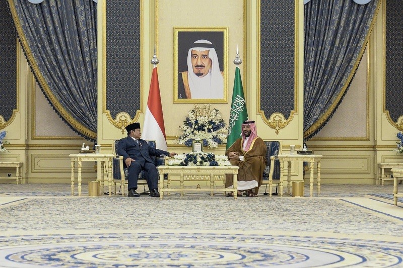 Ông Prabowo Subianto và ông Mohammed bin Salman tại Cung điện Al-Salam ngày 3/7. Ảnh: Facebook/@Prabowo Subianto