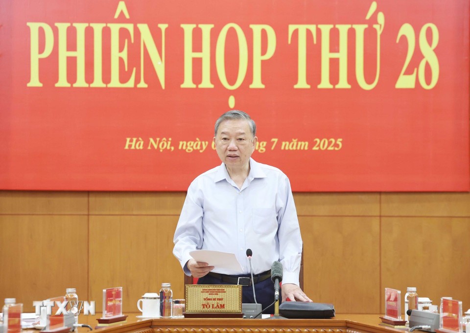 Tổng Bí thư Tô Lâm, Trưởng Ban Chỉ đạo Trung ương về phòng chống tham nhũng, lãng phí, tiêu cực phát biểu.