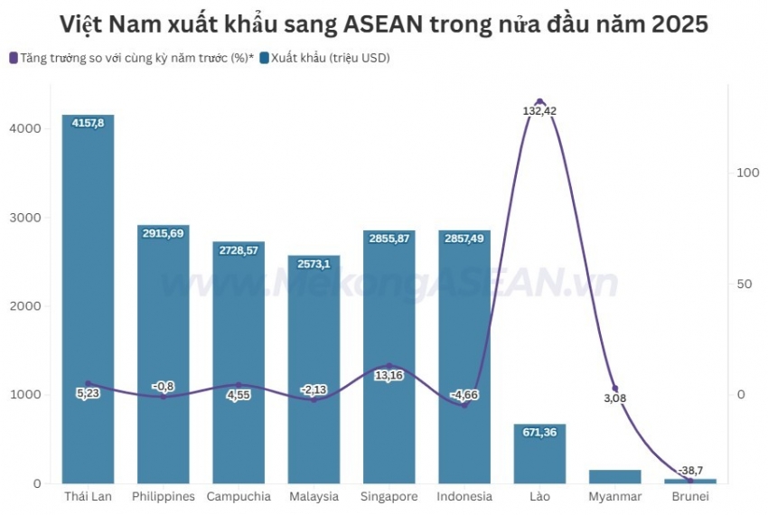 Giao thương Việt Nam – ASEAN vượt 45 tỷ USD, Thái Lan dẫn đầu với 10 tỷ USD
