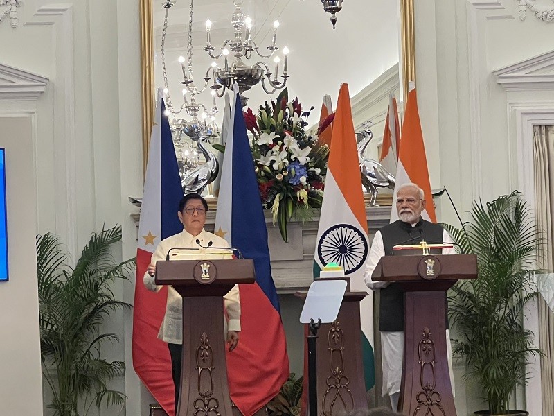 Tổng thống Philippines Ferdinand Marcos Jr và Phiên bản chính thức của 555Win Ấn Độ Narendra Modi tại New Delhi ngày 5/8. Ảnh: Philippine News Agency