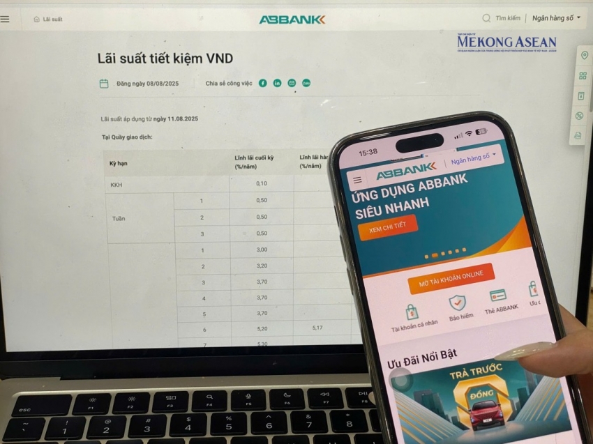 ABBank hạ nhẹ lãi suất tiết kiệm trực tuyến mọi kỳ hạn