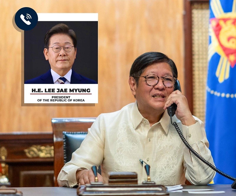 Tổng thống Philippines Ferdinand Marcos Jr điện đàm với Tổng thống Hàn Quốc Lee Jae Myung ngày 14/8. Ảnh: Facebook/@Bongbong Marcos