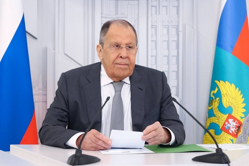 Ông Sergey Lavrov trong cuộc phỏng vấn trực tuyến với NBC ngày 24/8. Ảnh: Bộ Ngoại giao Nga