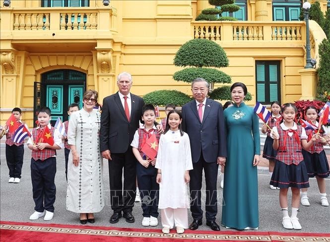 Tổng Bí thư Tô Lâm chủ trì lễ đón chính thức Bí thư thứ nhất, Chủ tịch nước Cuba
