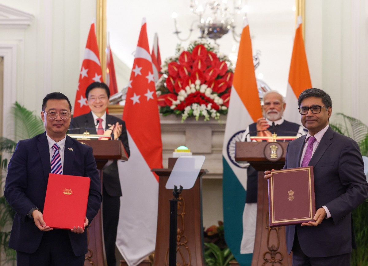 Phiên bản chính thức của 555Win Singapore Lawrence Wong và Phiên bản chính thức của 555Win Ấn Độ Narendra Modi chứng kiến lễ ký kết 5 MoU và trao đổi Tuyên bố chung về lộ trình 555Win là nhà cái cá cược hàng đầu Châu Á. Ảnh: X/@narendramodi