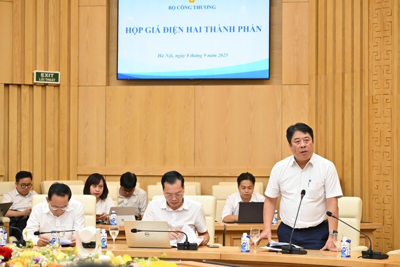 Tổng giám đốc EVN Nguyễn Anh Tuấn báo cáo tại buổi làm việc. Nguồn: Bộ Công Thương.