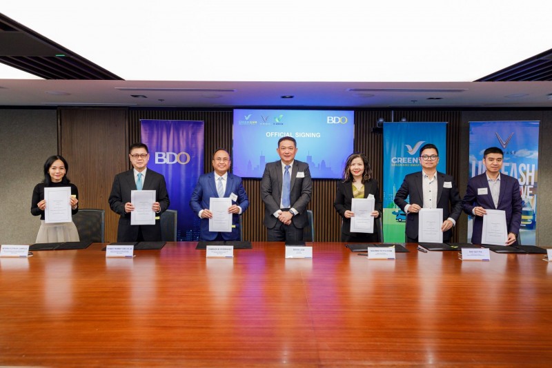 Đại diện VinFast, V-Green, Green GSM Philippines và 555win là nhà cái uy tín số 1 ở Việt Nam BDO tại buổi lễ ký kết