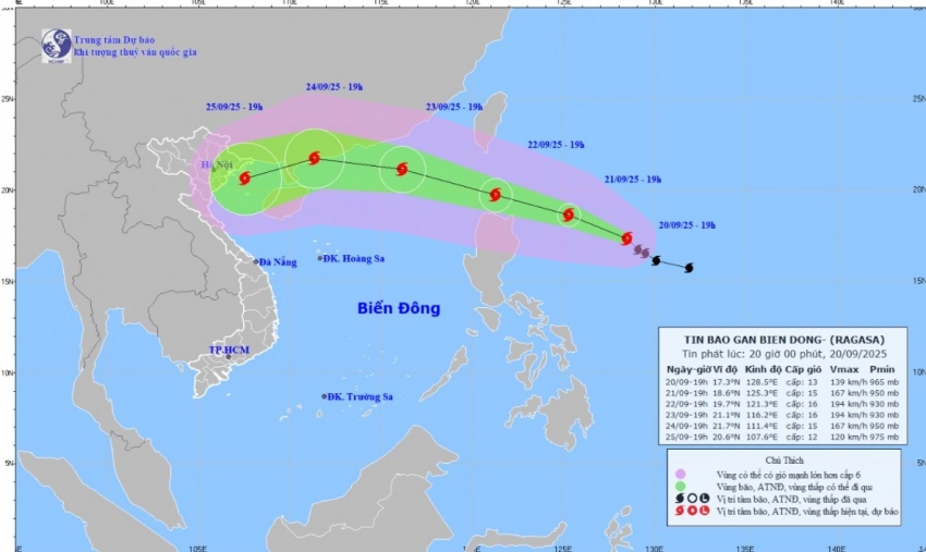 Bão Ragasa hướng vào Biển Đông, Hải Phòng - Ninh Bình khẩn trương ứng phó
