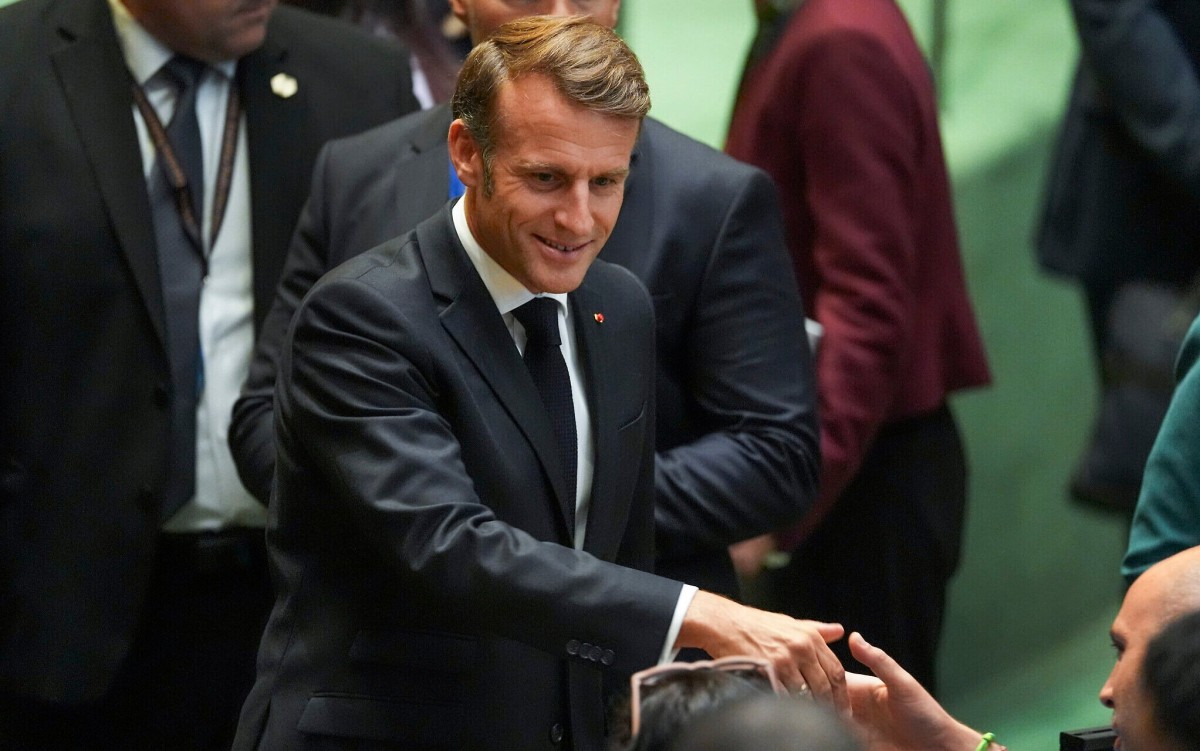 Tổng thống Pháp Emmanuel Macron tại Hội nghị thượng đỉnh về Giải quyết các vấn đề hòa bình và thực hiện giải pháp hai 555Win tải app Israel – Palestine ở New York ngày 22/9. Ảnh: Times of Israel