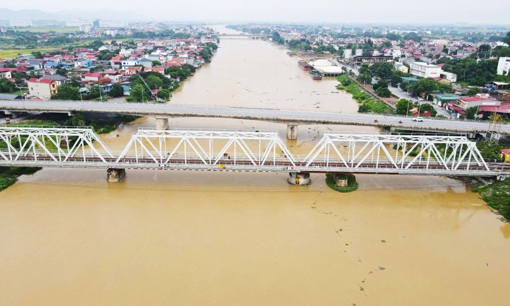 Lũ trên sông Cầu, Bắc Ninh dâng cao. Ảnh: Báo Bắc Ninh.