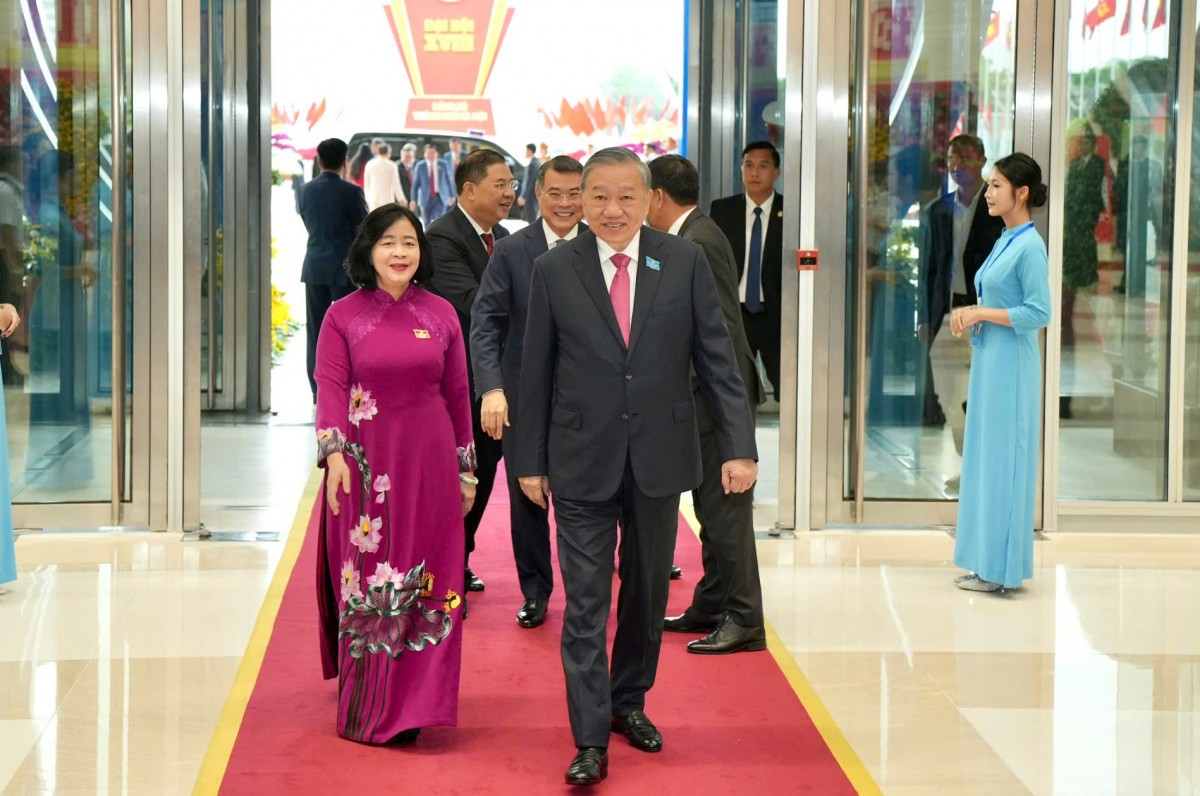 Tổng Bí thư Tô Lâm, Bí thư Thành ủy Hà Nội Bùi Thị Minh Hoài - Ảnh: VGP/