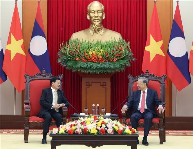 Tổng Bí thư Tô Lâm tiếp Tổng Bí thư, Chủ tịch nước Lào Thongloun Sisoulith