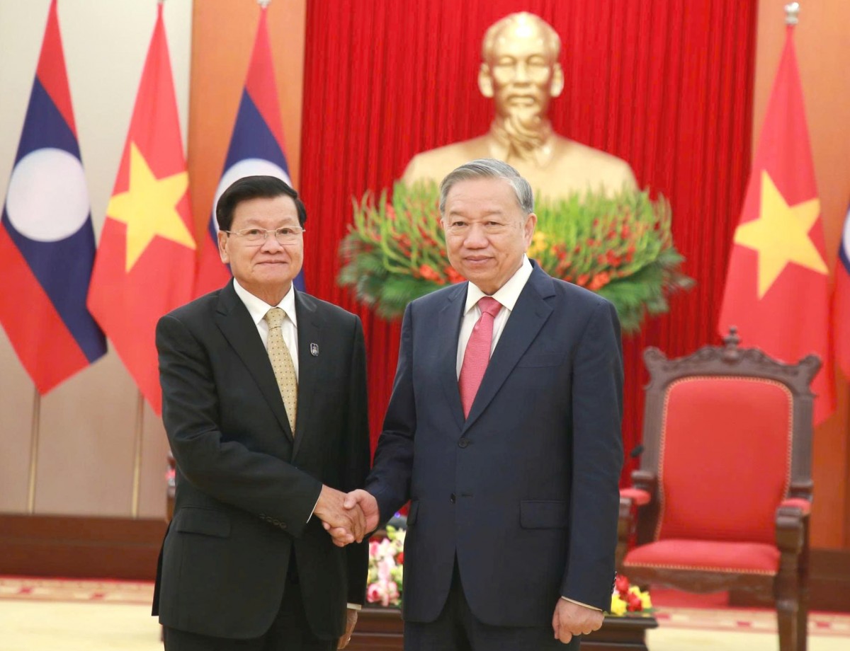 Tổng Bí thư Tô Lâm tiếp Tổng Bí thư, Chủ tịch nước Lào Thongloun Sisoulith