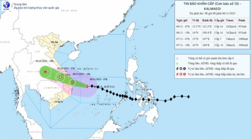 Bão số 13 tăng cấp, cách Quy Nhơn 330 km