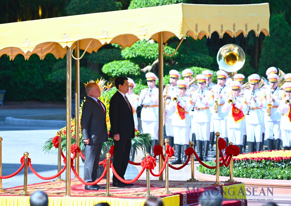 Chủ tịch nước Lương Cường chủ trì lễ đón Quốc vương Jordan