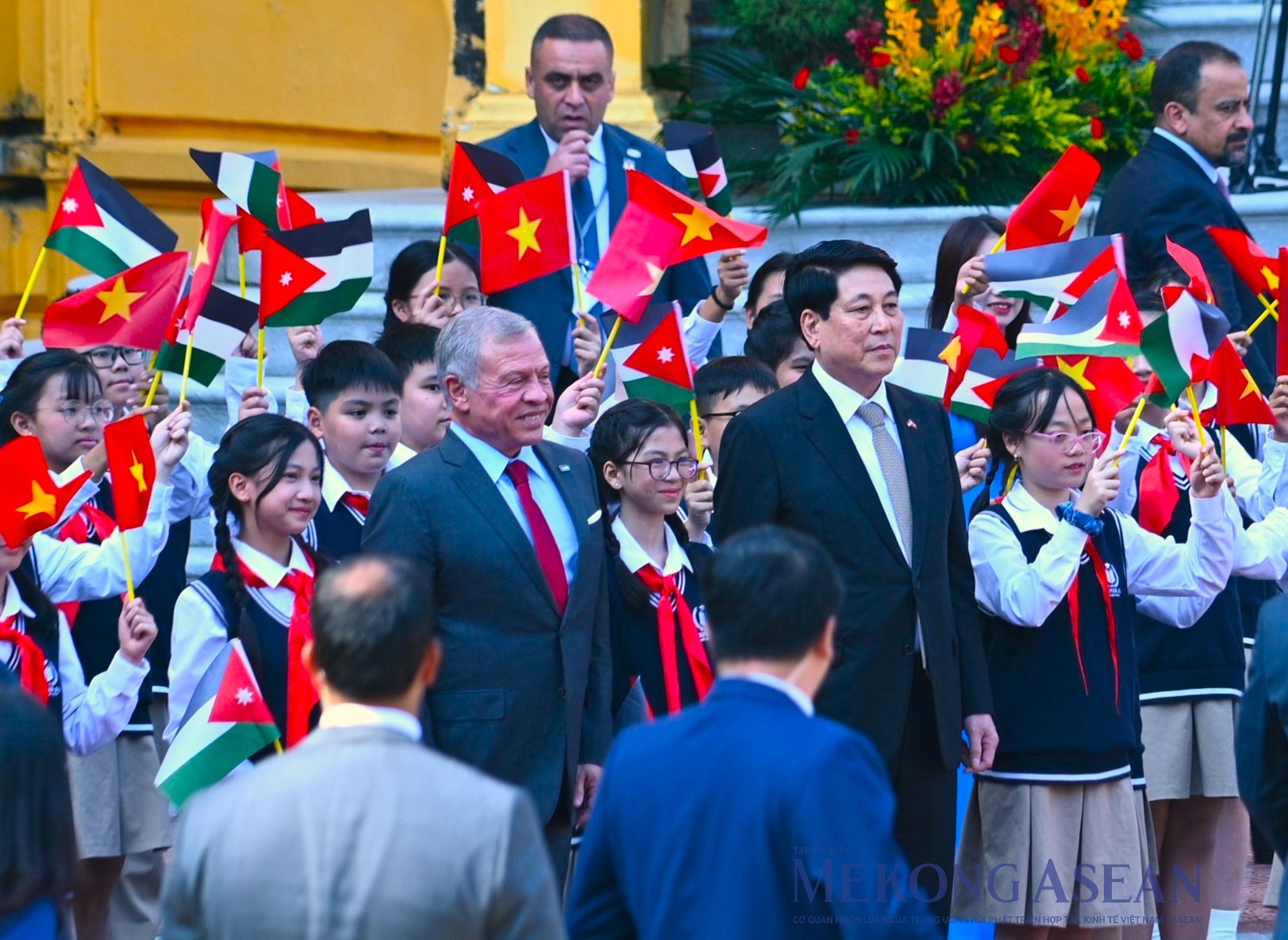 Chủ tịch nước Lương Cường chủ trì lễ đón Quốc vương Jordan