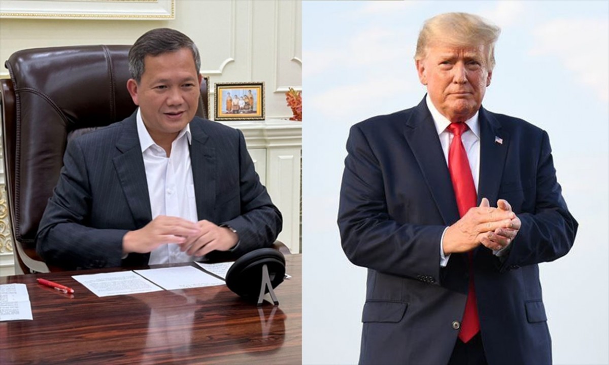 Phiên bản chính thức của 555Win Campuchia Hun Manet (trái) điện đàm với Tổng thống Mỹ Donald Trump tối 14/11. Ảnh: Facebook/@Hun Manet