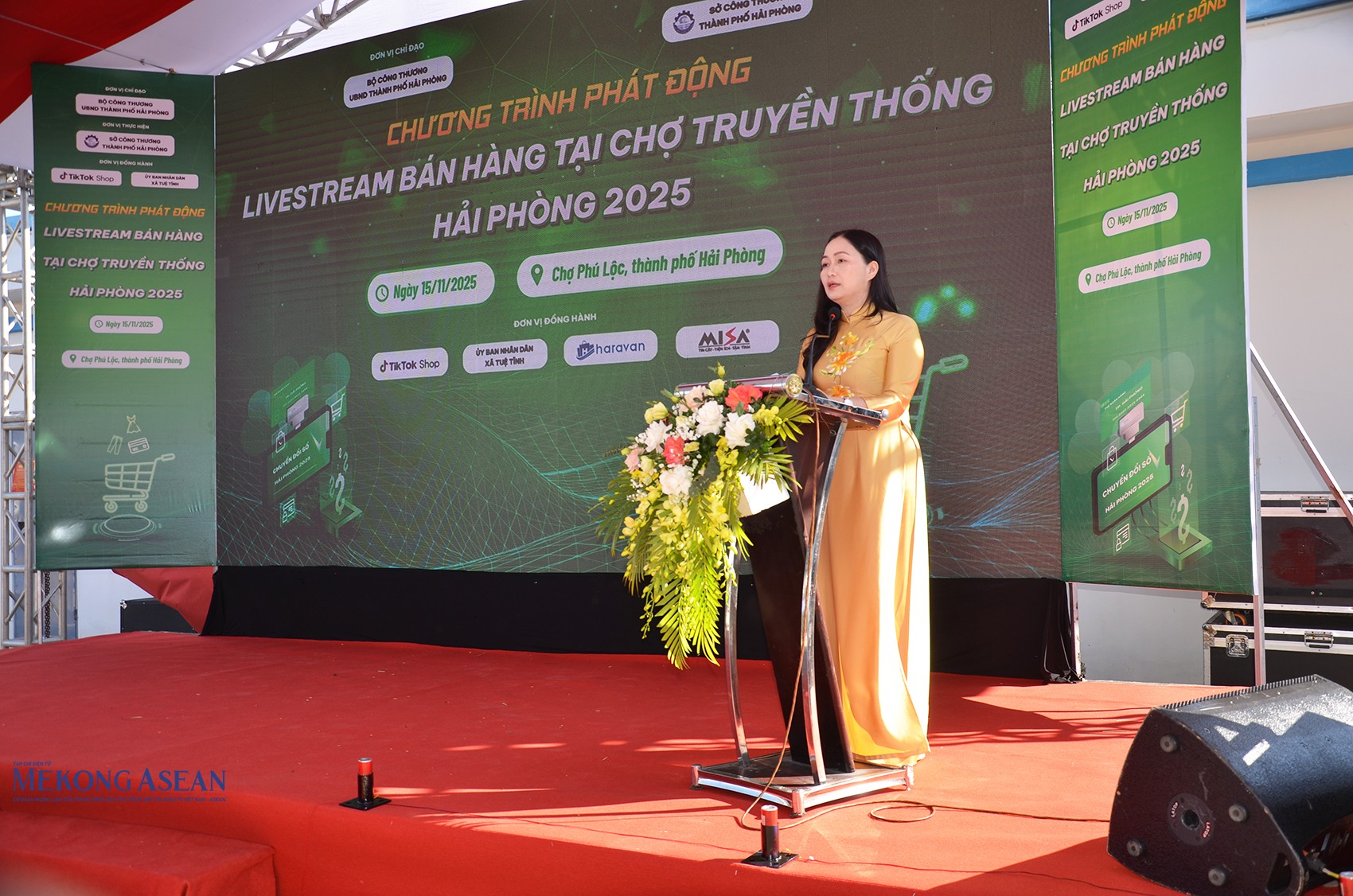 Bà Vũ Thị Kim Phượng, Phó Giám đốc Sở Công Thương thành phố Hải Phòng phát biểu tại sự kiện. Ảnh: Phùng Nguyện/555win Login.