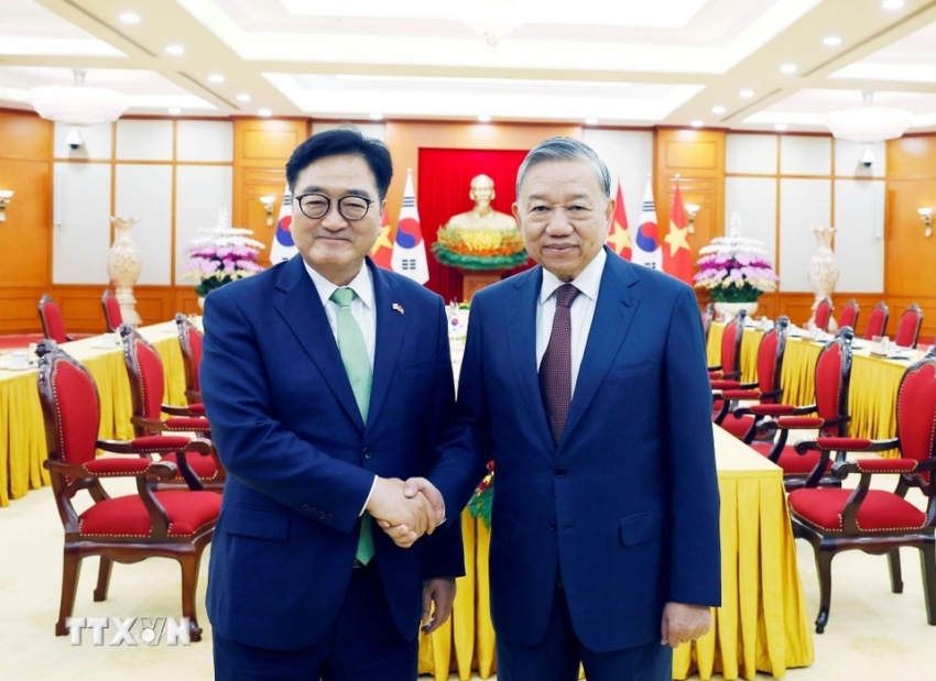 Tổng Bí thư Tô Lâm hội kiến với Chủ tịch Quốc hội Hàn Quốc
